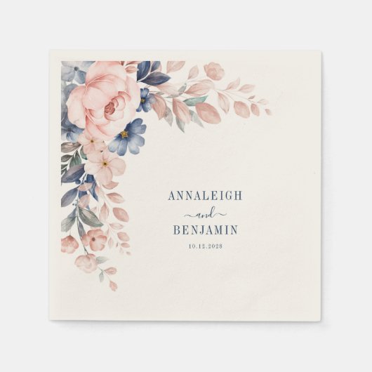 Blumengrün Botanisches Hochzeitspapier Serviette (Vorderseite)