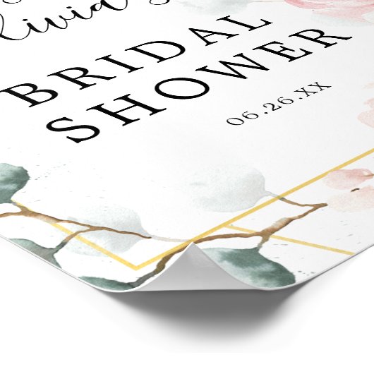 Blumengrün Brautparty Begrüßungszeichen Poster (Ecke)