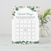 Blumengrün-Brautparty Bingo-Spiel Einladung (Stehend Vorderseite)