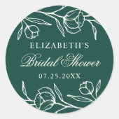 Blumengrün-Brautparty Runder Aufkleber (Vorderseite)
