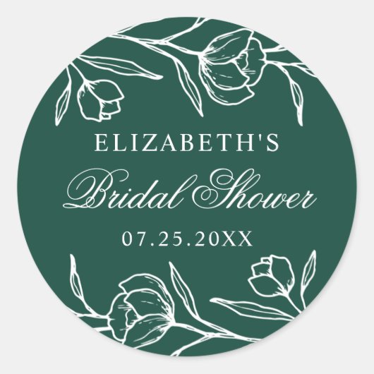 Blumengrün-Brautparty Runder Aufkleber (Vorderseite)