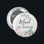Blumengrün - Brautparty-Taste - Haushaltshilfe Button<br><div class="desc">Dieses hübsche Button in der Trauzeugin eignet sich perfekt für Ihren Junggeselinnen-Abschied oder Ihr Brautparty!</div>