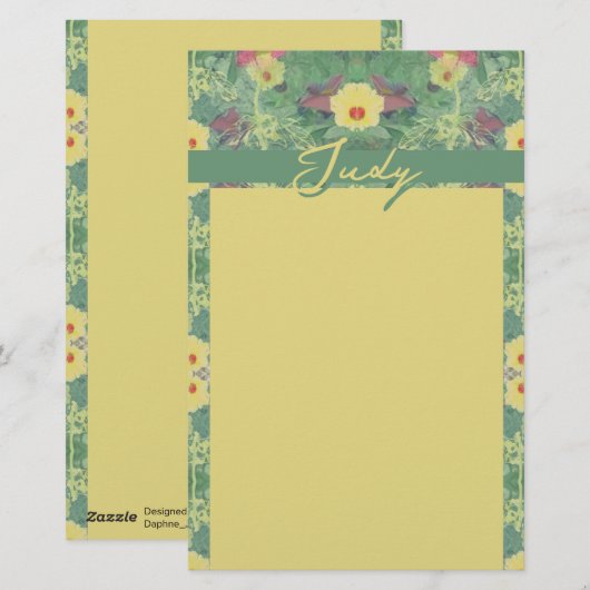 Blumengrün Briefpapier (Vorne/Hinten)