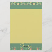 Blumengrün Briefpapier (Rückseite)