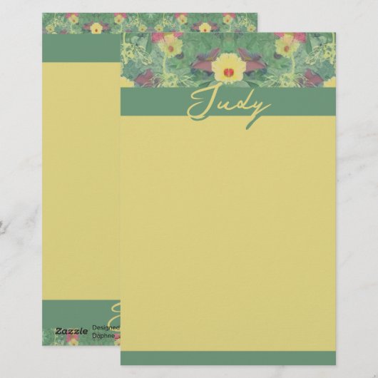 Blumengrün Briefpapier (Vorne/Hinten)