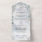 Blumengrün Cascade Elegante Winterhochzeit All In One Einladung (Innen Boden)