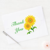 Blumengrün danke Ihnen Gelbe Sonnenblume Blume Ovaler Aufkleber (Umschlag)