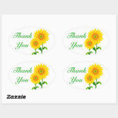 Blumengrün danke Ihnen Gelbe Sonnenblume Blume Ovaler Aufkleber (Blatt)