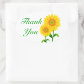 Blumengrün danke Ihnen Gelbe Sonnenblume Blume Ovaler Aufkleber (Tasche)