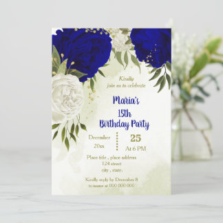 Blumengrün der königsblauen Blume Geburtstag Einladung
