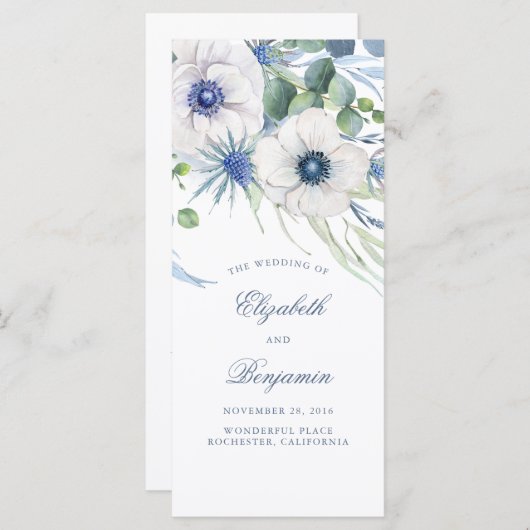 Blumengrün Dusty Blue Garden Hochzeitsprogramme Programm (Vorne/Hinten)