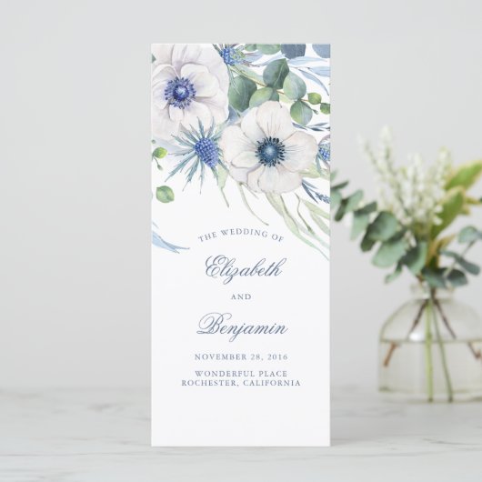 Blumengrün Dusty Blue Garden Hochzeitsprogramme Programm (Stehend Vorderseite)