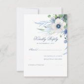 Blumengrün Dusty Blue Wedding RSVP (Vorderseite)