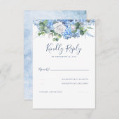 Blumengrün Dusty Blue Wedding RSVP (Vorne/Hinten)