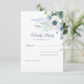 Blumengrün Dusty Blue Wedding RSVP Karte (Stehend Vorderseite)