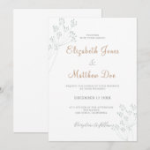 Blumengrün Einladung zur Hochzeit (Vorne/Hinten)