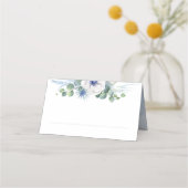 Blumengrün Elegant Dusty Blue Wedding Platzkarte (Rückseite)