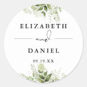 Blumengrün Elegant Moderne Gastgeschenk Hochzeit Runder Aufkleber (Vorderseite)