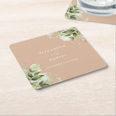 Blumengrün Elegant Tan Wedding Rechteckiger Pappuntersetzer (angewinkelt)