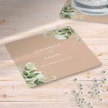 Blumengrün Elegant Tan Wedding Rechteckiger Pappuntersetzer<br><div class="desc">Elegante Blumengrün als Hochzeitsgäste personalisiert mit Ihren Namen und besonderen Hochzeitsdatum. Entwickelt von Thisisnotme©</div>