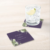 Blumengrün Elegante Lila Hochzeit Rechteckiger Pappuntersetzer (Vor Ort)