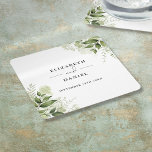 Blumengrün Elegante Moderne Hochzeit Rechteckiger Pappuntersetzer<br><div class="desc">Elegante Blumengrün Hochzeitsfeiern Untersetzer personalisiert mit Ihren Namen und besonderen Hochzeitsdatum. Entwickelt von Thisisnotme©</div>