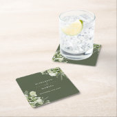 Blumengrün Elegante Olivenweg Rechteckiger Pappuntersetzer (Vor Ort)