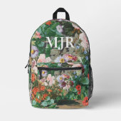 Blumengrün Eleganter Chic Bedruckter Rucksack (Vorderseite)