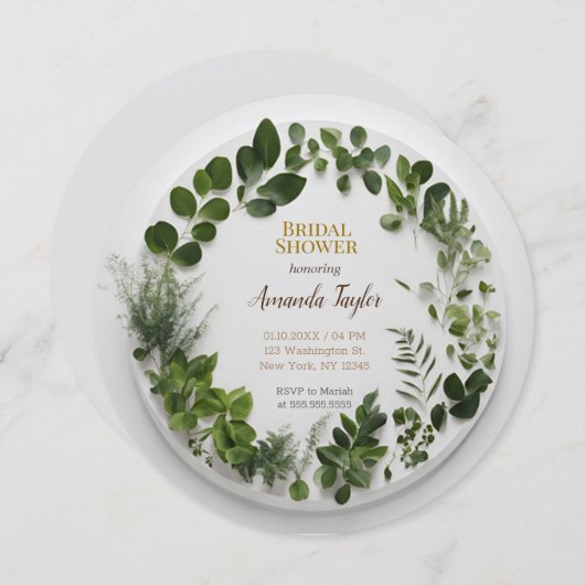 Blumengrün Elegantes Brautparty Einladung (Vorne/Hinten)