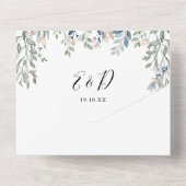 Blumengrün Elegantes Script QR Code Hochzeit All In One Einladung (Rückseite)