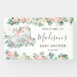 Blumengrün Elephant Baby Shower Girl Willkommen Banner
