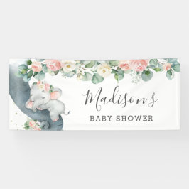 Blumengrün Elephant Baby Shower Girl Willkommen Banner