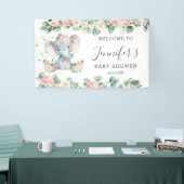 Blumengrün Elephant Baby Shower Girl Willkommen Banner (Messeveranstaltung)