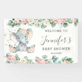 Blumengrün Elephant Baby Shower Girl Willkommen Banner
