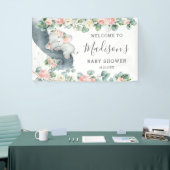Blumengrün Elephant Baby Shower Girl Willkommen Banner (Messeveranstaltung)
