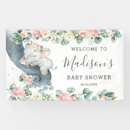 Blumengrün Elephant Baby Shower Girl Willkommen Banner