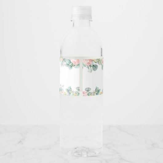 Blumengrün Elephant Girl Baby Duwer Gefallen Wasserflaschenetikett (Rückseite)