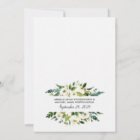 Blumengrün Elfenbeinambiente Einladungen (Rückseite)