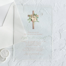 Blumengrün Elfenbeinküste Rose Goldkreuz Acryleinladungen