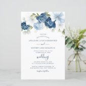 Blumengrün Eucalyptus Watercolor Blue Wedding (Stehend Vorderseite)