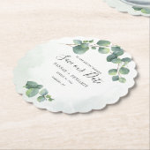 Blumengrün Eukalyptus Save the Date kreativ Untersetzer (angewinkelt)