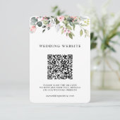 Blumengrün Foliage QR-Code & Foto Hochzeit Begleitkarte (Stehend Vorderseite)