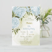 Blumengrün Geburtstagsparty Einladung (Stehend Vorderseite)