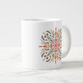Blumengrün Gelb Orange Bohemische Kunst Jumbo-Tasse (Vorderseite Rechts)