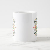 Blumengrün Gelb Orange Bohemische Kunst Jumbo-Tasse (Vorderseite)
