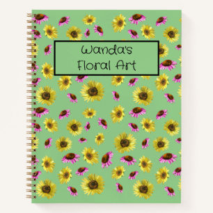 Blumengrün, gelb und rosa Sketchpad für Künstler Notizblock