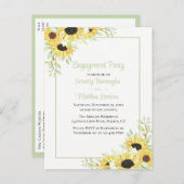 Blumengrün-gelbe Sonnenblumen-Engagement-Partei Einladungspostkarte (Vorne/Hinten)