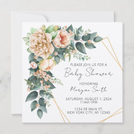 Blumengrün Geometrische Babydusche Einladung