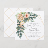 Blumengrün Geometrische Babydusche Einladung (Vorne/Hinten)