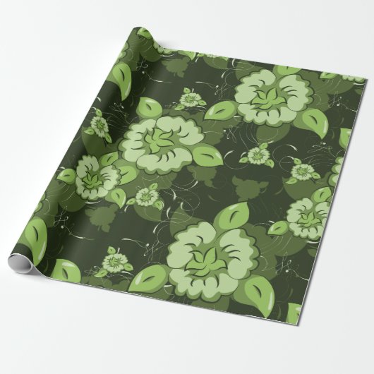 Blumengrün Geschenkpapier (Ungerollt)